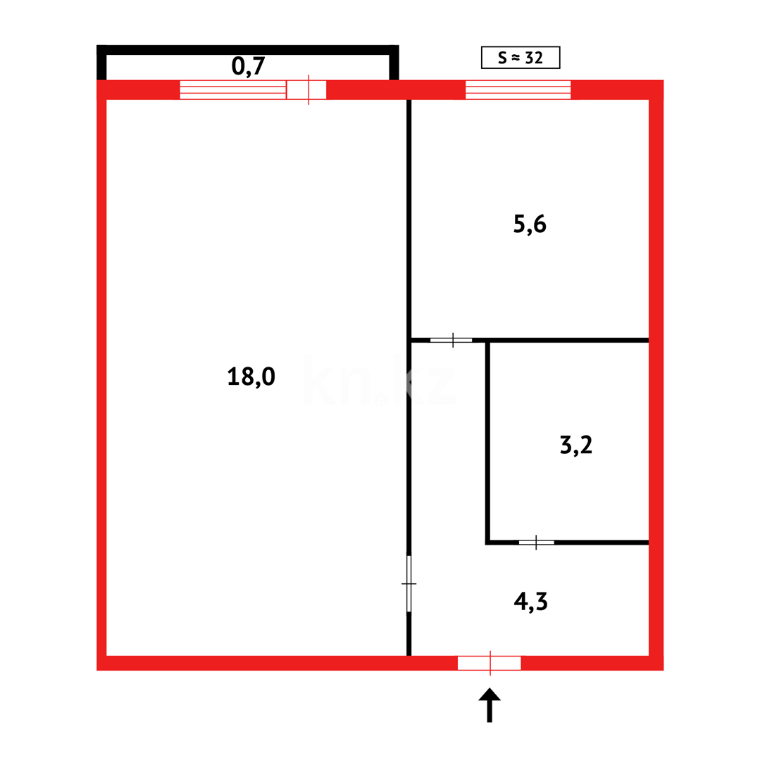 Продажа 1-комнатной квартиры, 33 м², ул. Алиханова - Продажа  однокомнатных квартир в Караганде фото 8 из 8