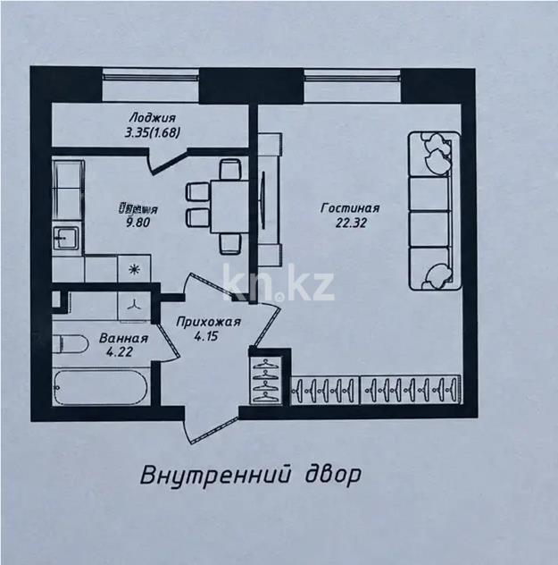 Продажа 1-комнатной квартиры, 43 м² - Продажа квартир в кирпичном доме в Астане - страница 2 фото 1 из 1