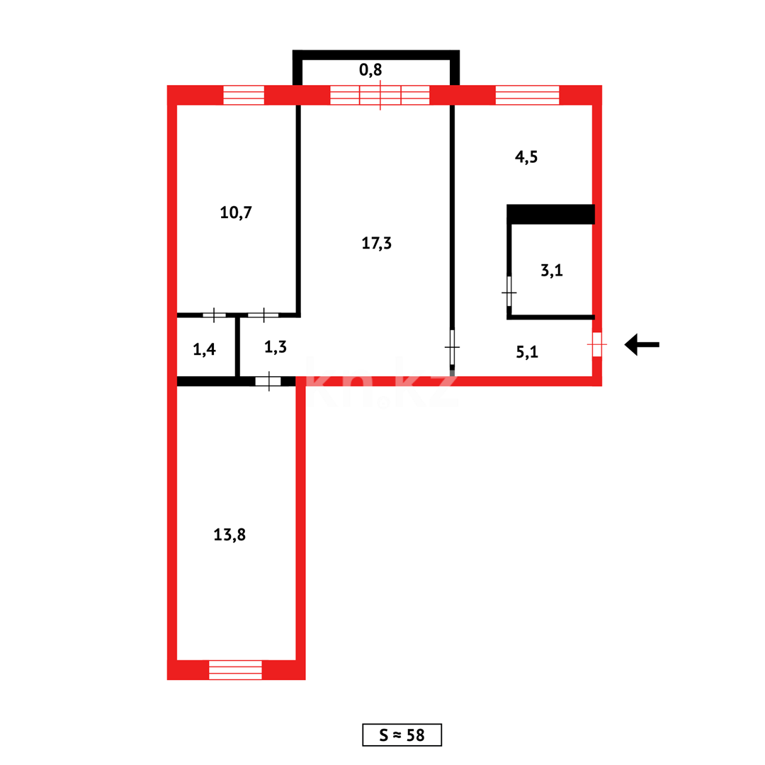 Продажа 3-комнатной квартиры, 58 м², пр. Металлургов в Темиртау - фото 12