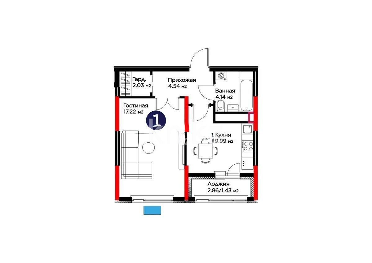 Продажа 1-комнатной квартиры, 39.35 м², ул. Е-908, дом  23 стр в Астане