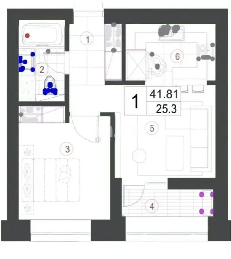 Продажа 1-комнатной квартиры, 41.8 м², ул. Шаймерденова, дом  3 стр - Продажа  однокомнатных квартир в Астане без посредников с фото фото 1 из 1