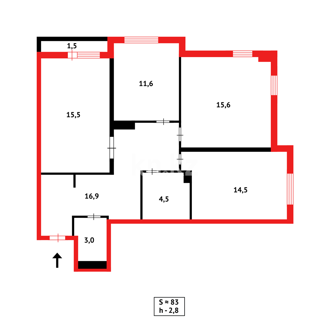 Продажа 3-комнатной квартиры, 83 м², ул. Аманжолова в Астане - фото 22