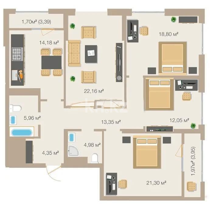 Продажа 4-комнатной квартиры, 115 м², ул. Е-882, дом  7 - Продажа  четырехкомнатных квартир в Астане без посредников фото 1 из 1