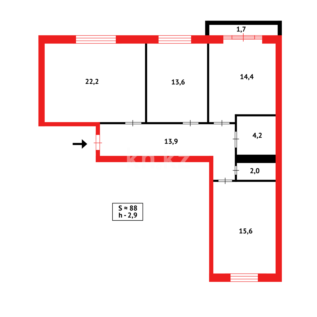 Продажа 3-комнатной квартиры, 85 м² в Караганде