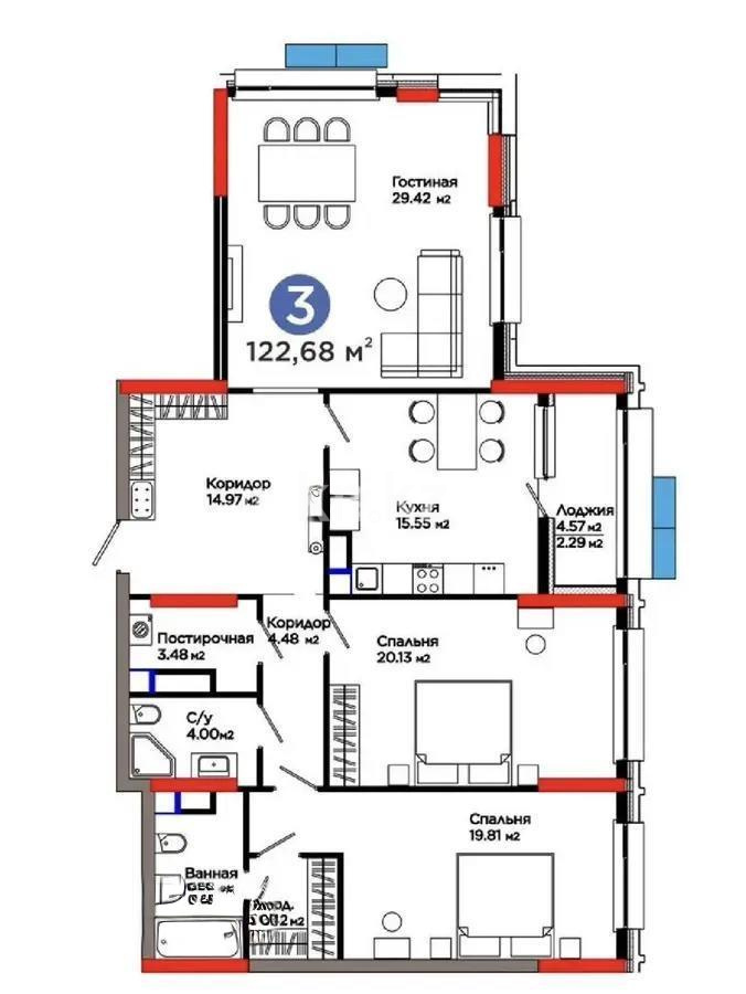 Продажа 3-комнатной квартиры, 123 м² в Астане - фото 4