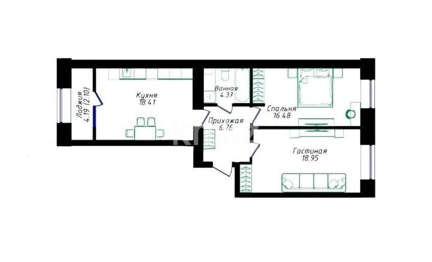 Продажа 2-комнатной квартиры, 68 м² - Аренда квартир посуточно в Атырау фото 1 из 1