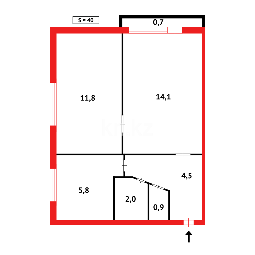 Продажа 2-комнатной квартиры, 40 м², мкр-н 21 - Продажа квартир в Караганде фото 11 из 11
