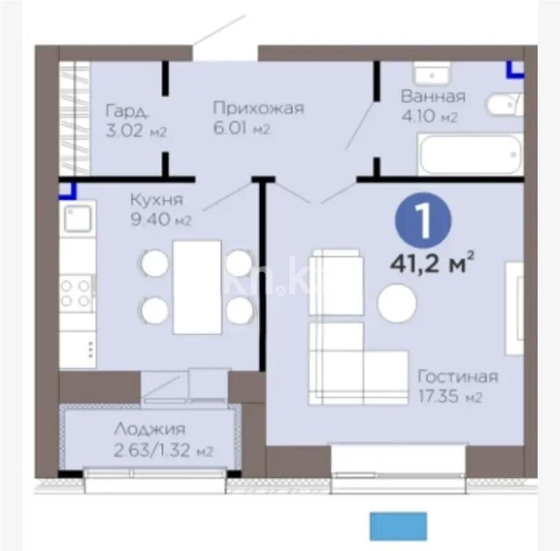 Продажа 1-комнатной квартиры, 42 м² в Астане