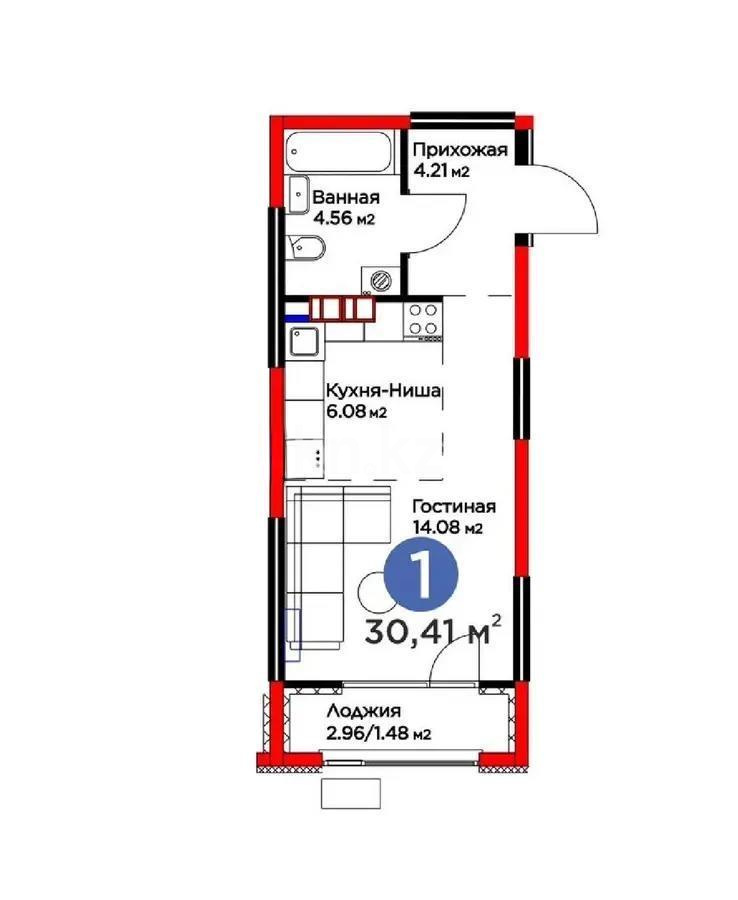 Продажа 1-комнатной квартиры, 30.41 м², мкр. Гажайып, дом  11/19 - Продажа квартир в Алматы фото 1 из 1