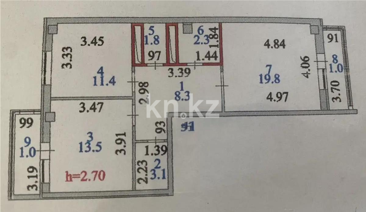 Продажа 2-комнатной квартиры, 62.2 м² в Астане - фото 6