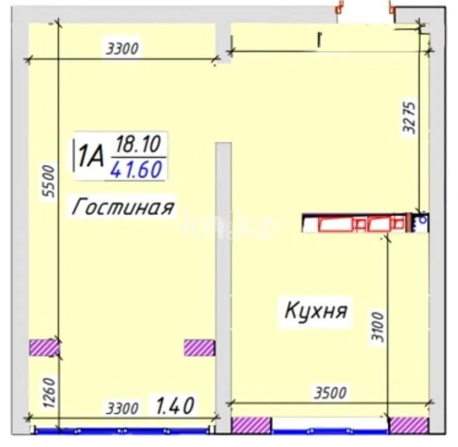 Продажа 1-комнатной квартиры, 41.6 м², ул. Жапсарбаева, дом  68/6 - Продажа квартир в Алматы фото 1 из 1