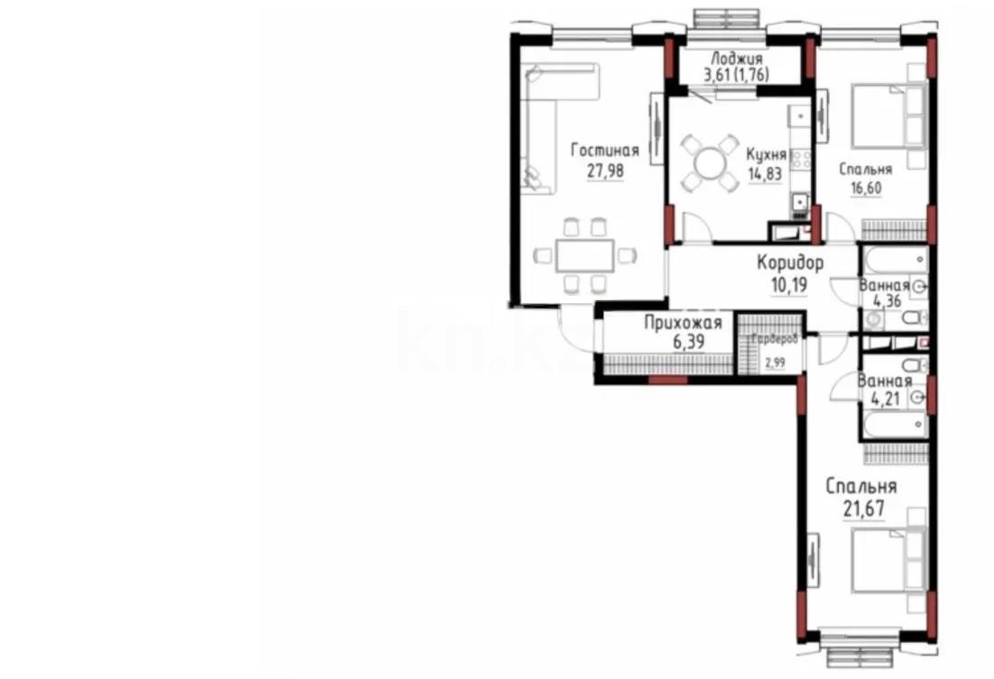 Продажа 3-комнатной квартиры, 109.68 м², ул. Хусейна бен Талала, дом  9/3 стр - Продажа  трехкомнатных квартир в Астане фото 1 из 1