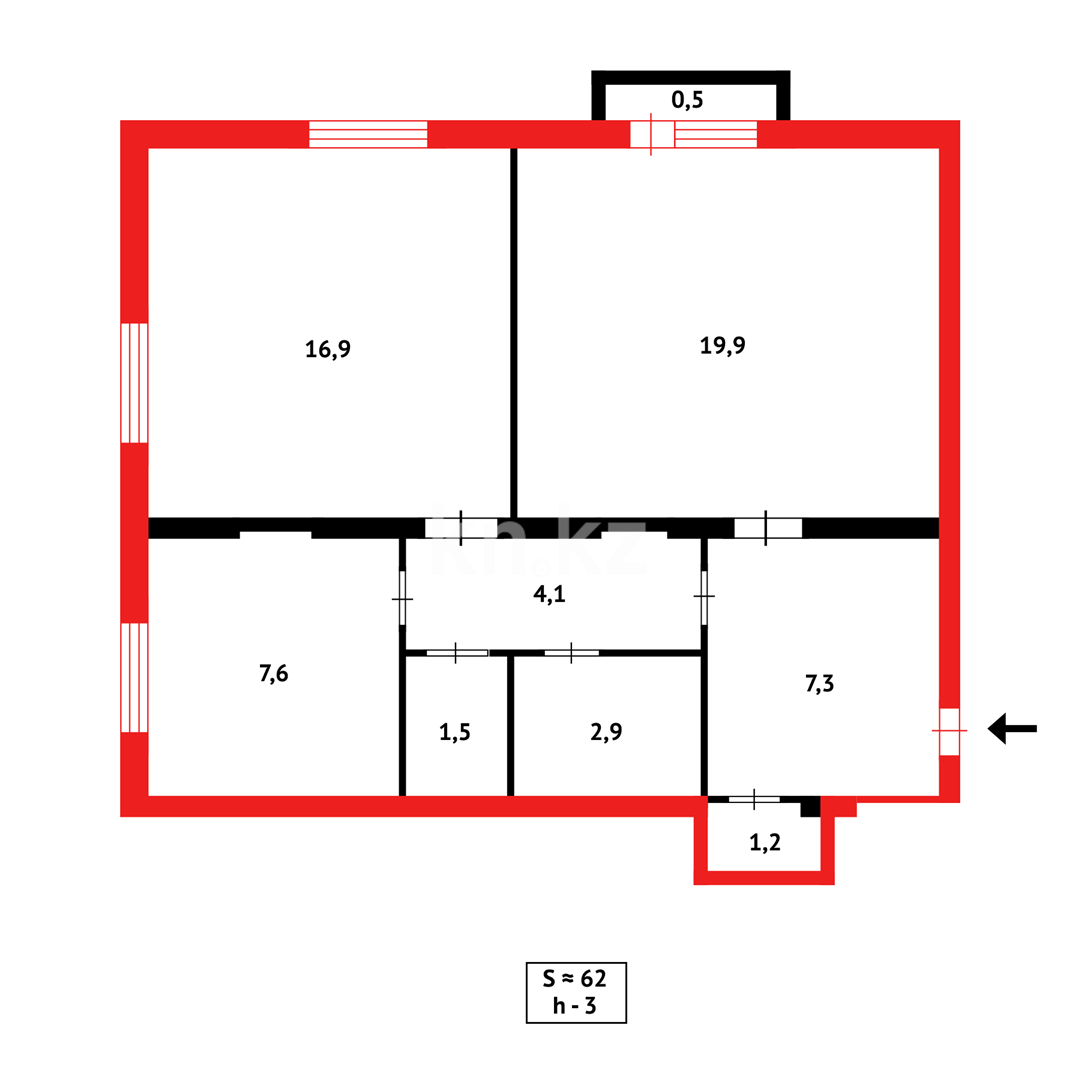 Продажа 2-комнатной квартиры, 59 м², ул. Мустафина - Продажа квартир в Караганде с фото фото 16 из 16