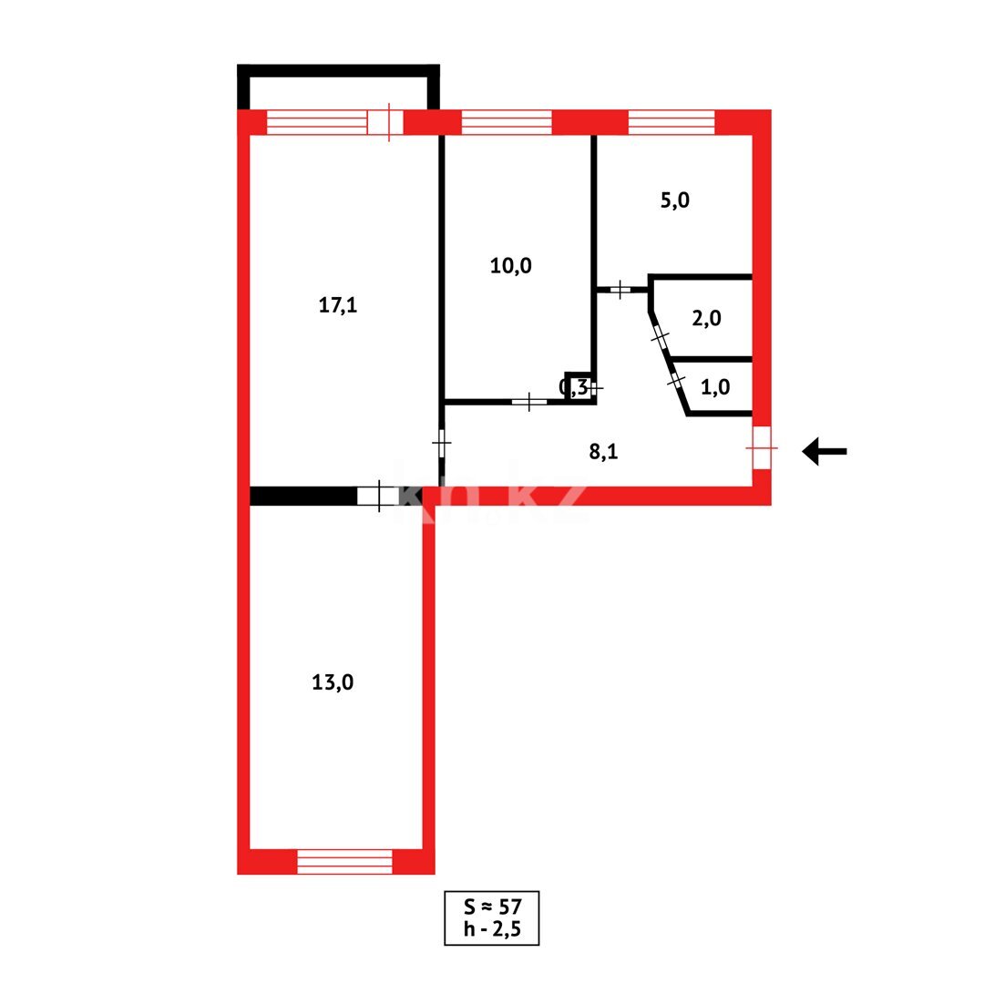 Продажа 3-комнатной квартиры, 57 м² в Караганде - фото 10