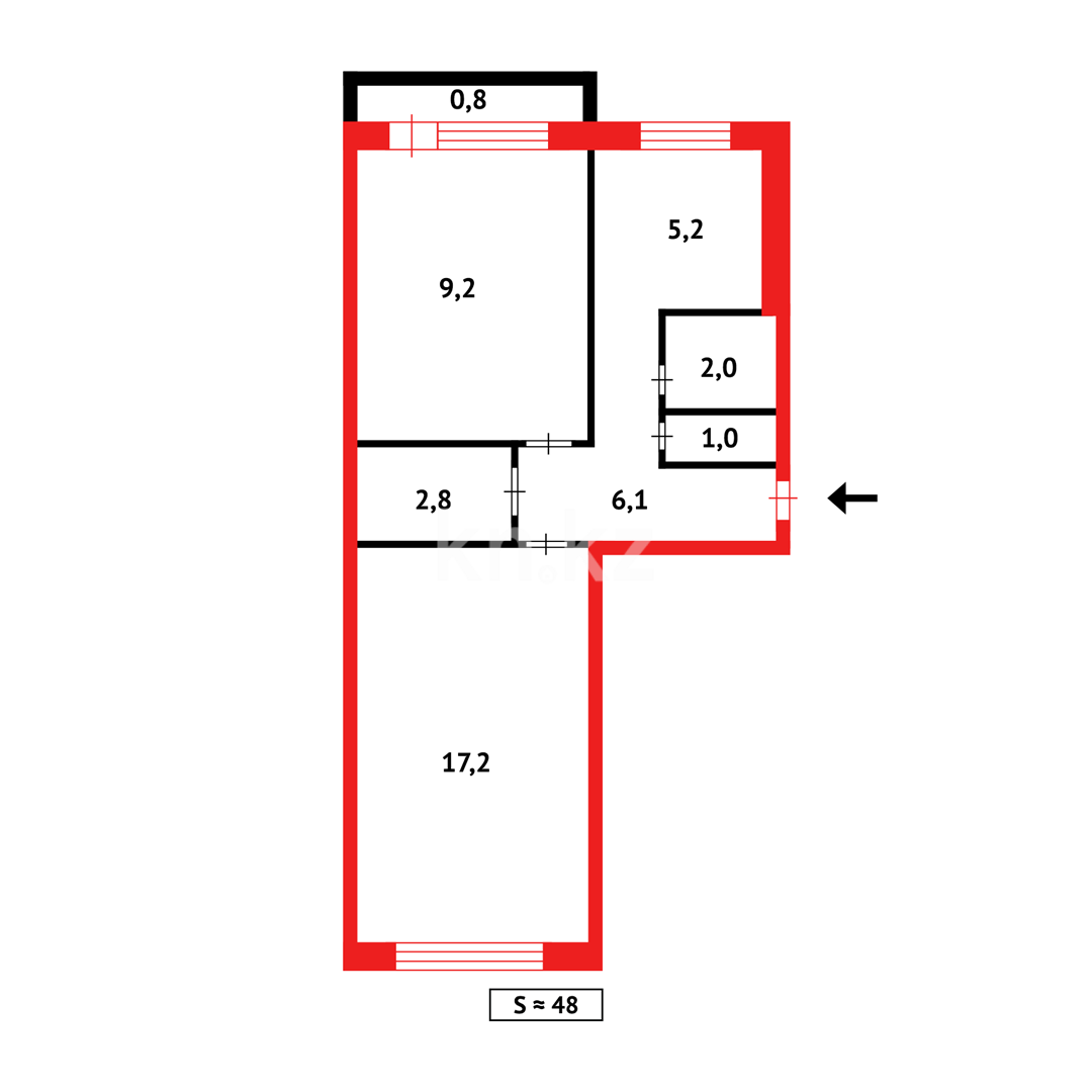 Продажа 2-комнатной квартиры, 46 м² - Продажа квартир в Темиртау - страница 2 фото 10 из 10