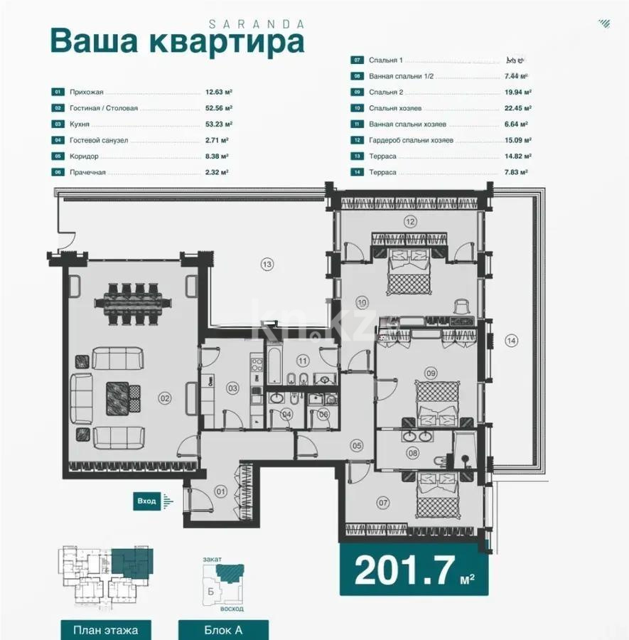 Продажа 4-комнатной квартиры, 201.7 м², ул. Е-871, дом  1/1 - Продажа квартир в Астане фото 1 из 1