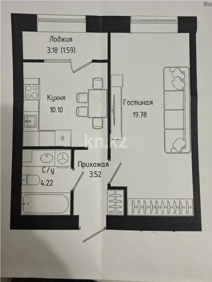 Продажа 1-комнатной квартиры, 40 м², ул. Нажимеденова, дом  30/1 - Продажа квартир в Казахстане фото 1 из 1