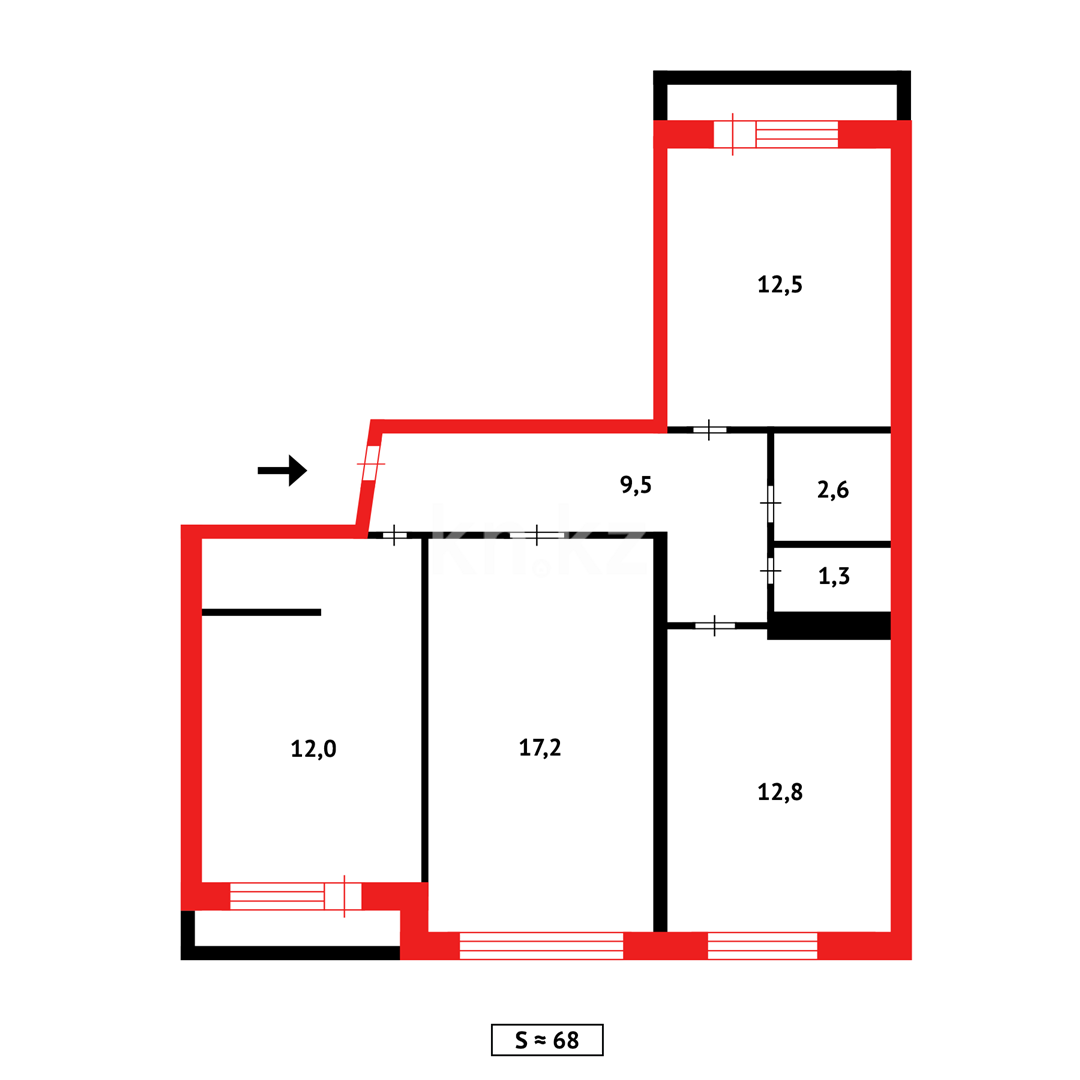 Продажа 3-комнатной квартиры, 68 м², мкр-н 8 в Темиртау - фото 15
