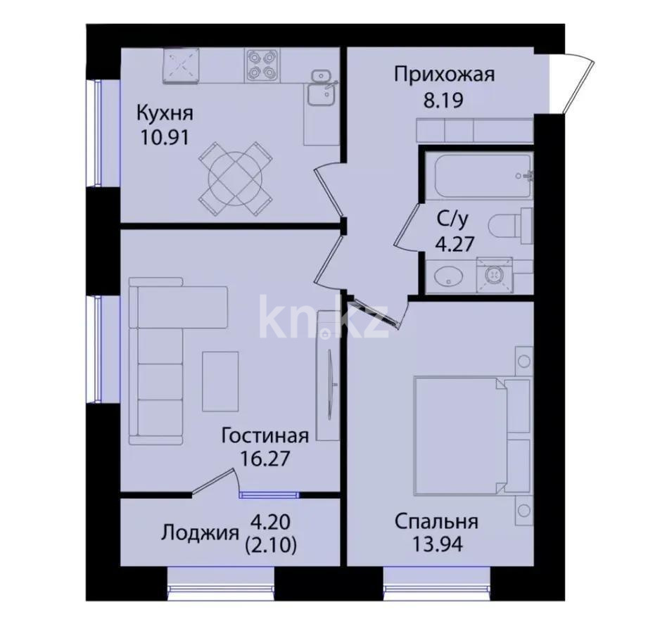 Продажа 2-комнатной квартиры, 55.68 м², ул. Айтматова, дом  77/10 - Продажа квартир в Астане фото 1 из 1