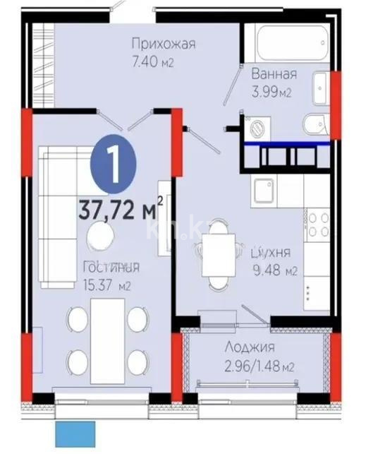Продажа 1-комнатной квартиры, 38 м², пр. Улы Дала, дом  14 стр в Астане