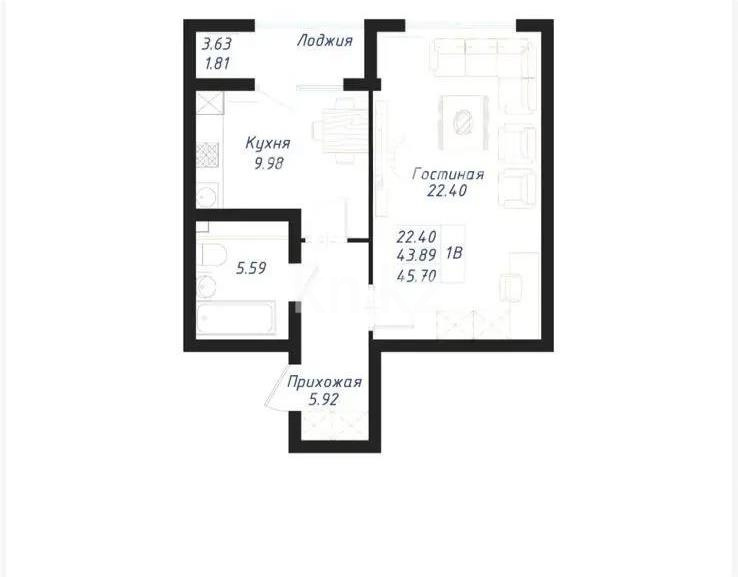 Продажа 1-комнатной квартиры, 45 м², ул. Байтурсынова, дом  16 стр в Астане