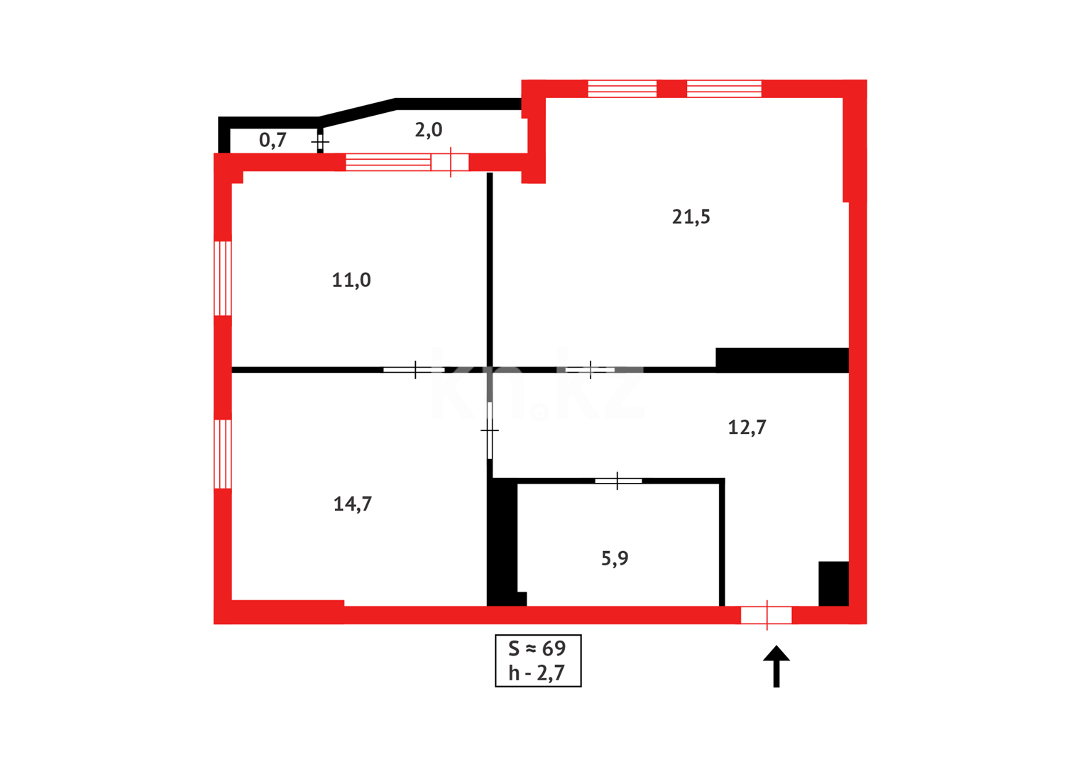 Продажа 3-комнатной квартиры, 68.5 м², ул. Кенесары - Продажа  трехкомнатных квартир в новостройках Астаны фото 8 из 8