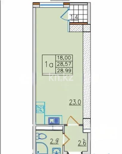 Продажа 1-комнатной квартиры, 28.87 м², ул. Ауэзова, дом  2/8 - Продажа квартир в Алматы без посредников с фото фото 1 из 1