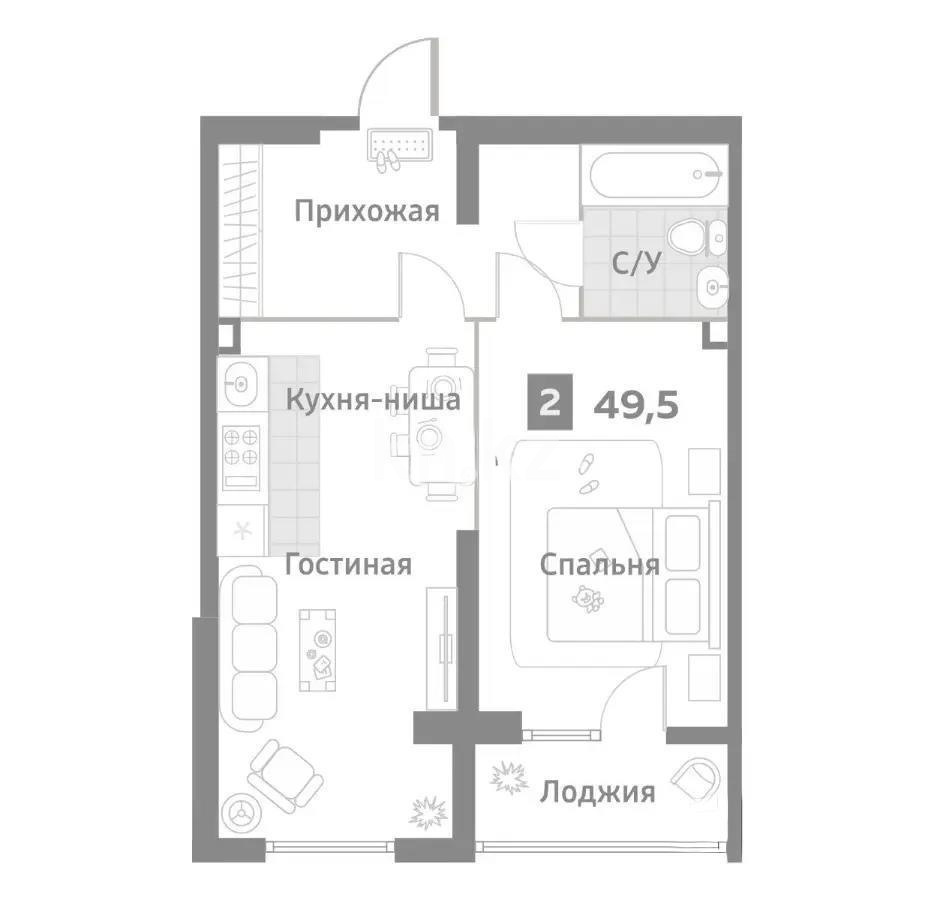 Продажа 2-комнатной квартиры, 49.5 м², ул. Омарова, дом  3 - Продажа  двухкомнатных квартир в Алматы без посредников с фото фото 1 из 1