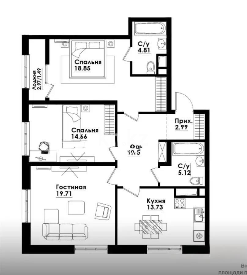 Продажа 3-комнатной квартиры, 92 м² - Продажа трехкомнатных квартир в Алматы - страница 3 фото 1 из 1