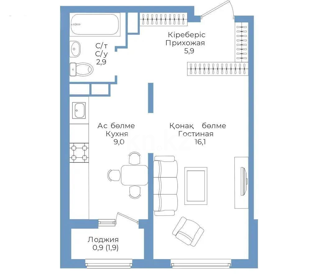 Продажа 1-комнатной квартиры, 35 м², пр. Райымбека, дом  590/15 - Продажа квартир в Алматы фото 1 из 1