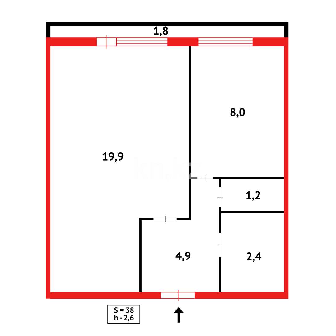 Продажа 1-комнатной квартиры, 37 м², пр. Республики, дом  4 - Продажа  однокомнатных квартир в Караганде фото 11 из 11