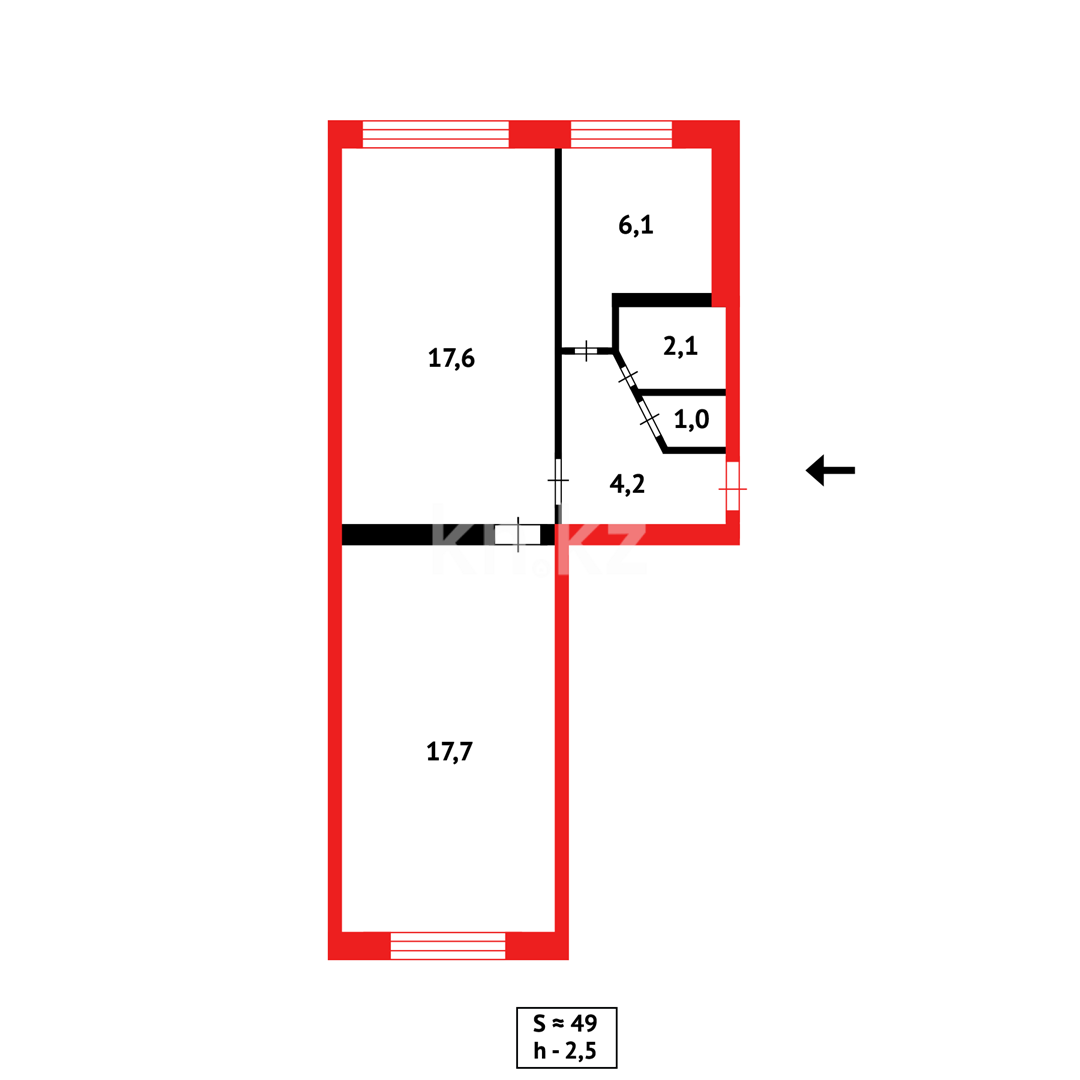 Продажа 2-комнатной квартиры, 48 м² - Продажа квартир в Караганде фото 8 из 8