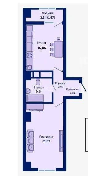 Продажа 1-комнатной квартиры, 51.7 м² - Продажа однокомнатных квартир в Астане - страница 38 фото 1 из 1