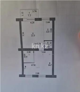 Продажа 2-комнатной квартиры, 61.2 м² в Астане
