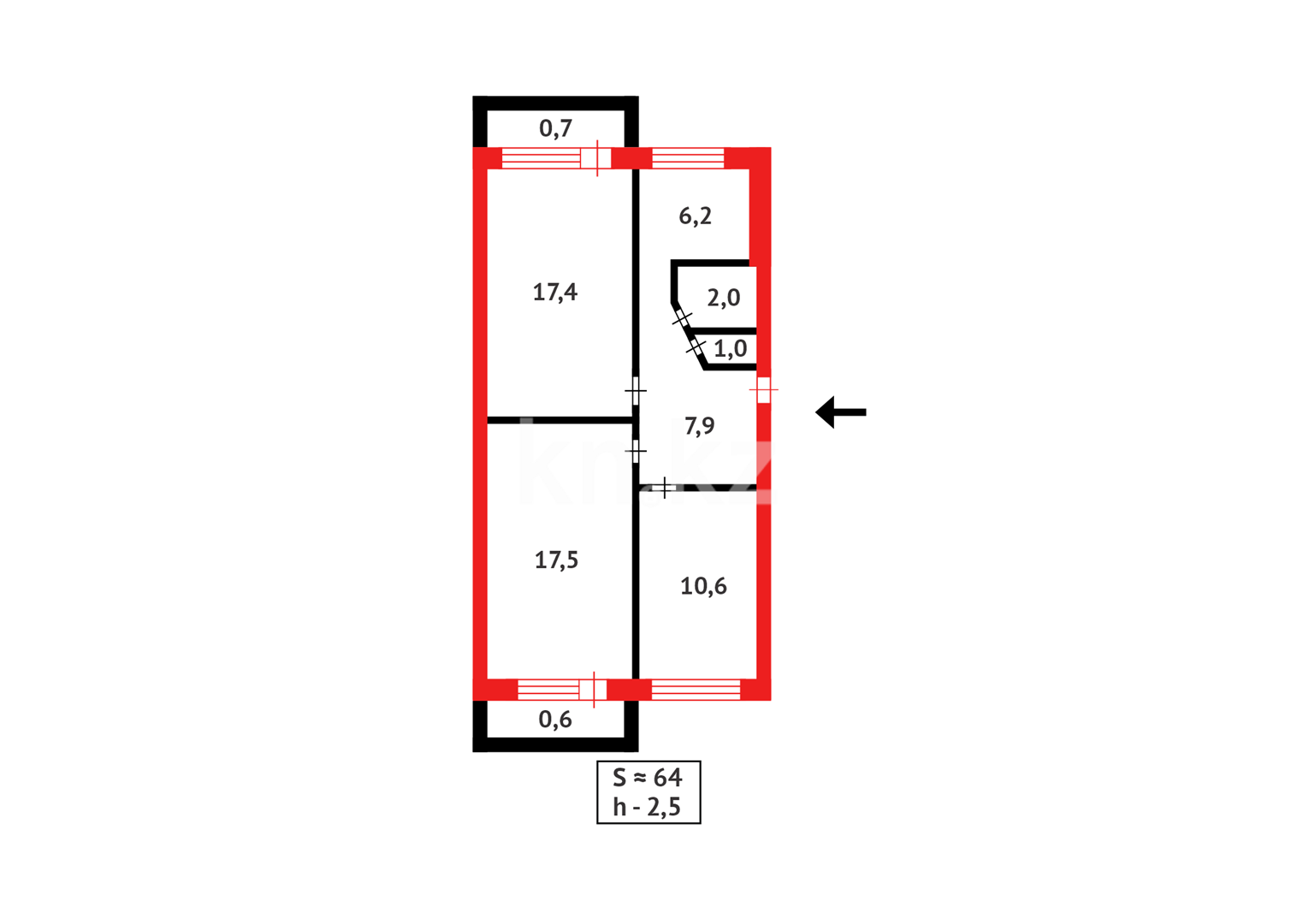 Продажа 3-комнатной квартиры, 63 м², мкр-н 16 в Караганде - фото 17