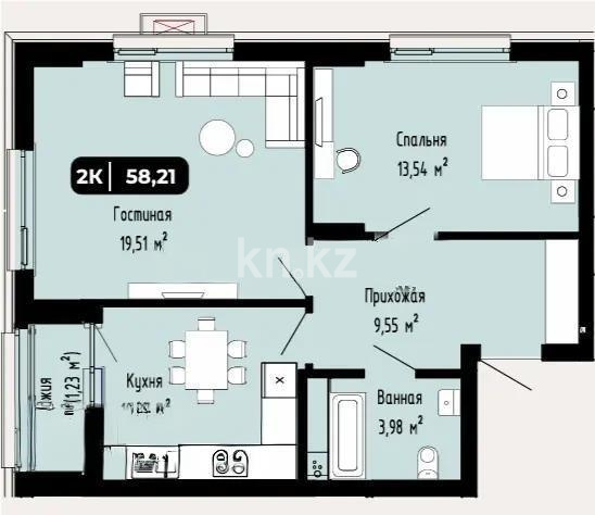 Продажа 2-комнатной квартиры, 58 м² - Продажа  двухкомнатных квартир в новостройках Астаны - страница 4 фото 3 из 3