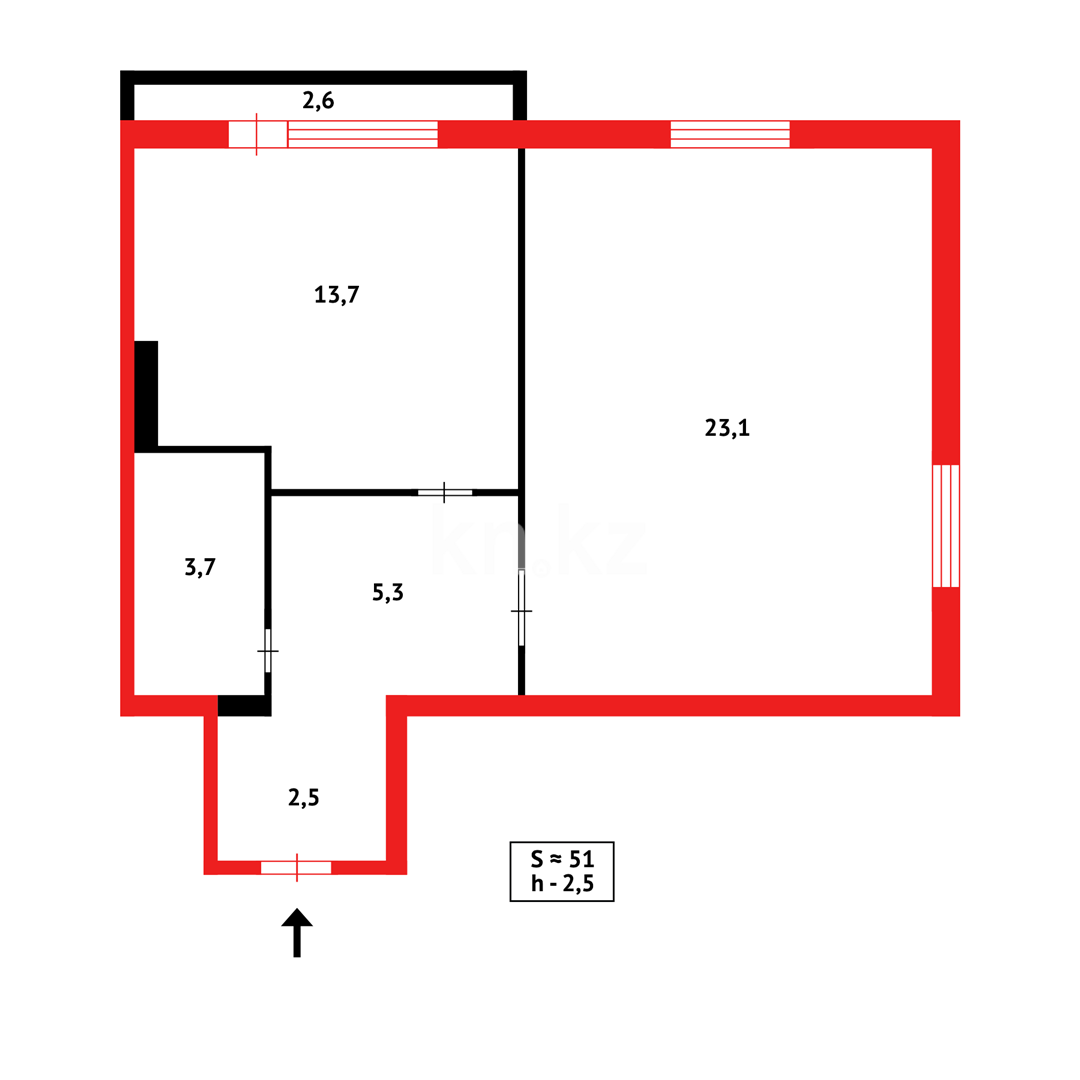 Продажа 1-комнатной квартиры, 51 м², ул. Ермекова - Продажа квартир в Караганде фото 9 из 9