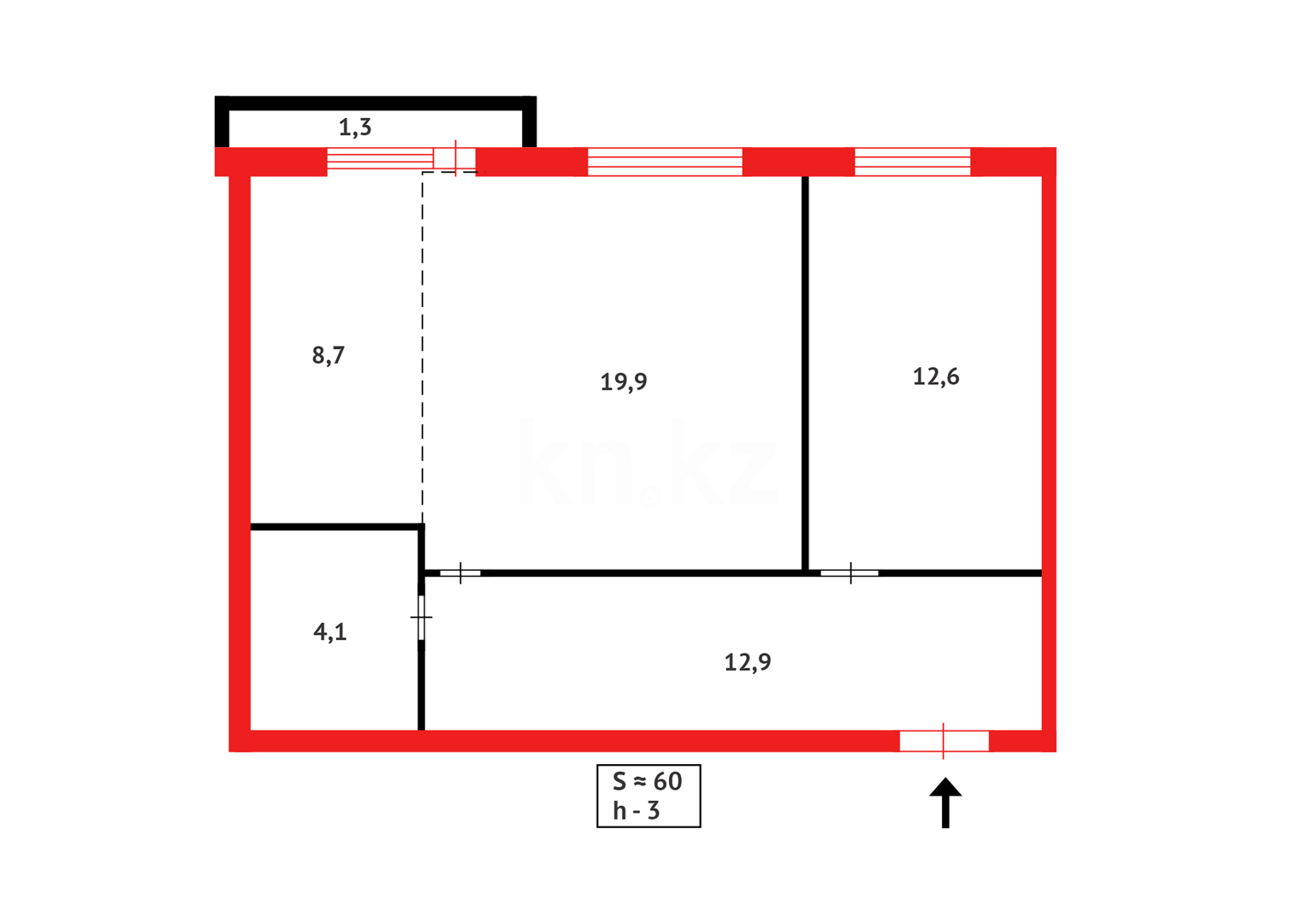 Продажа 2-комнатной квартиры, 60 м², ул. Момышулы, дом  15/2 - Продажа квартир в Караганде фото 10 из 10