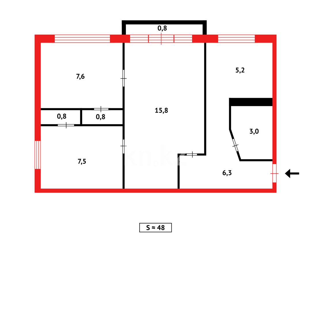 Продажа 3-комнатной квартиры, 48 м² - Продажа трехкомнатных квартир в панельном доме в Казахстане - страница 83 фото 9 из 9