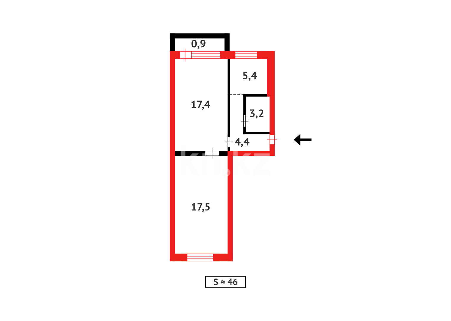 Продажа 2-комнатной квартиры, 46 м² в Караганде - фото 11