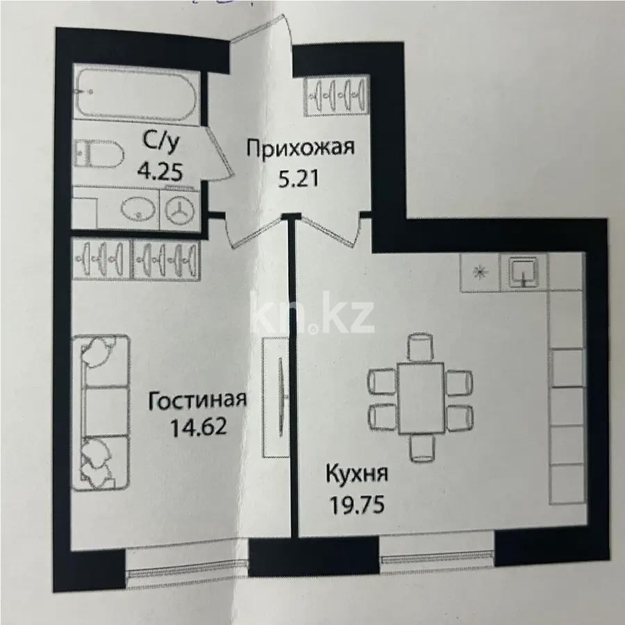 Продажа 1-комнатной квартиры, 43.8 м², ул. Е-15, дом  16 в Астане