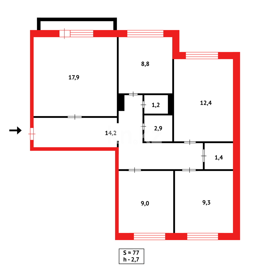 Продажа 4-комнатной квартиры, 77 м² - Продажа квартир в Караганде - страница 2 фото 21 из 21