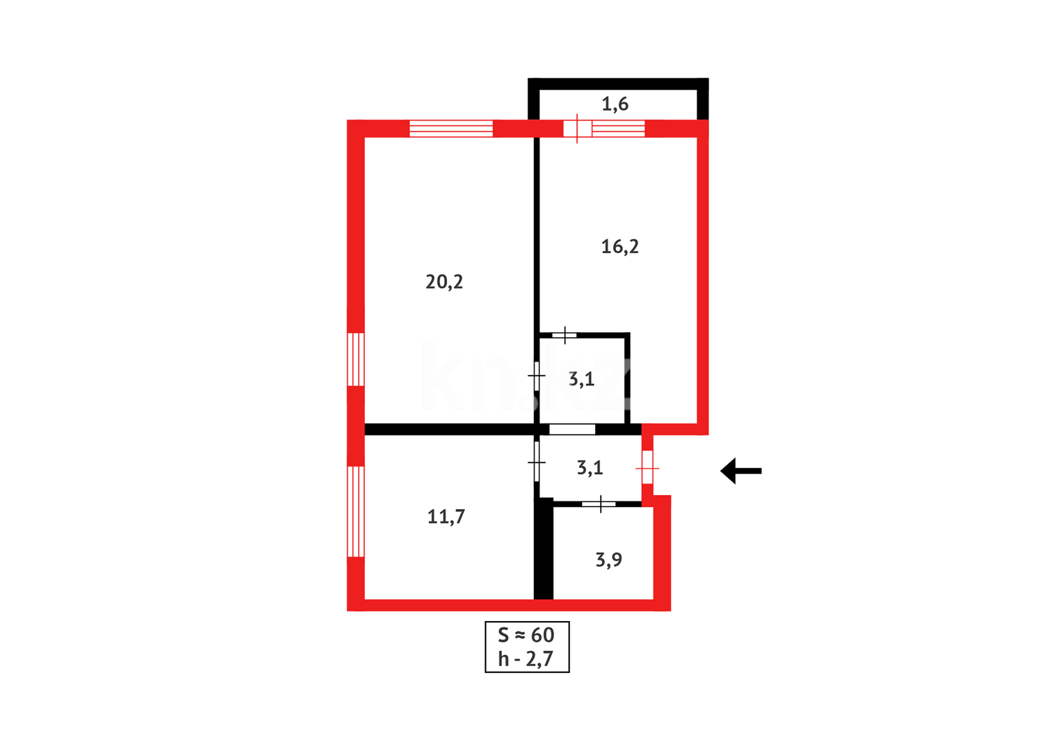 Продажа 2-комнатной квартиры, 60 м², пр. Туран - Продажа квартир в Актау фото 17 из 17