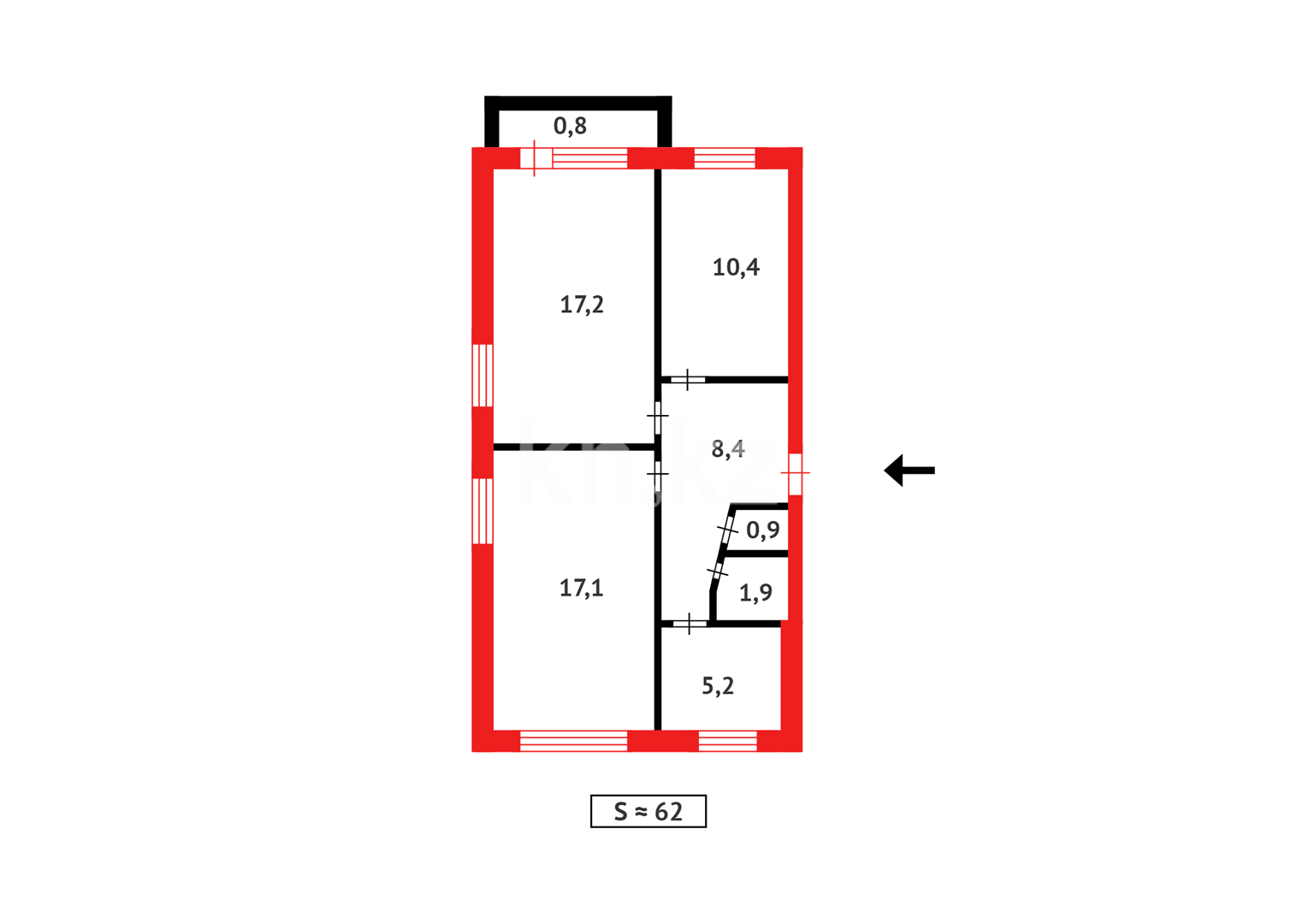 Продажа 3-комнатной квартиры, 61 м², ул. Озёрная - Продажа квартир в Темиртау фото 17 из 17