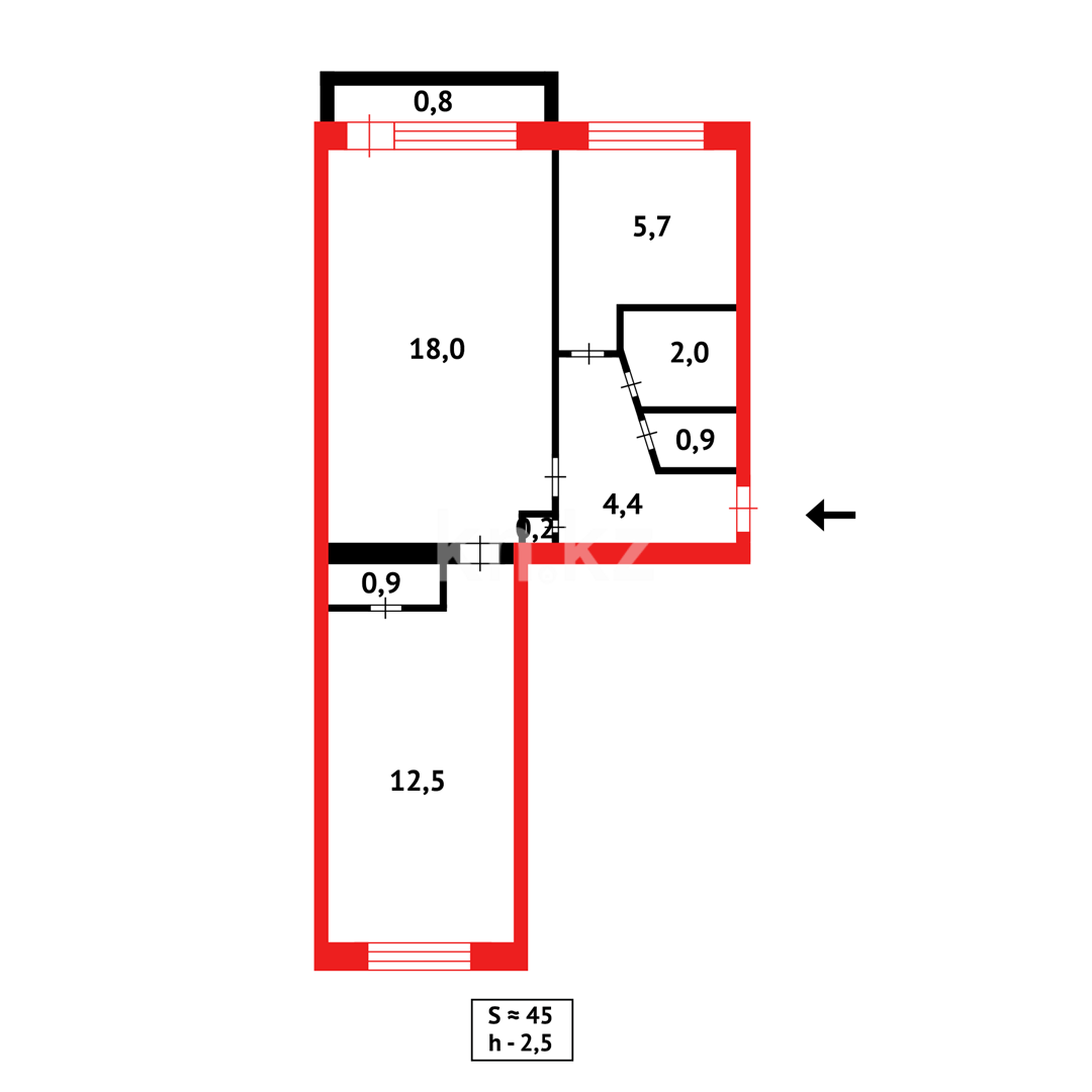 Продажа 2-комнатной квартиры, 44 м², ул. Язева - Продажа квартир в Караганде фото 11 из 11