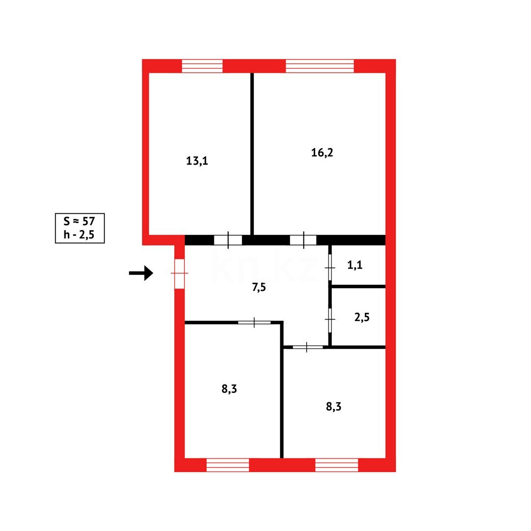 Продажа 3-комнатной квартиры, 57 м² в Темиртау