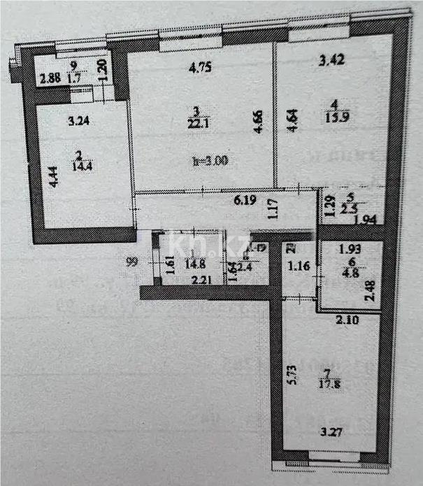 Продажа 3-комнатной квартиры, 96.4 м², ул. Калдаякова, дом  12 - Продажа квартир в Астане без посредников фото 1 из 1