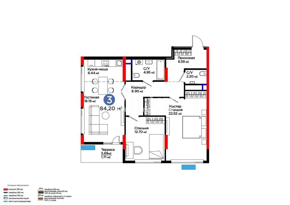 Продажа 3-комнатной квартиры, 85 м², пр. Туран, дом  57д - Продажа квартир в новостройках Астаны фото 1 из 1