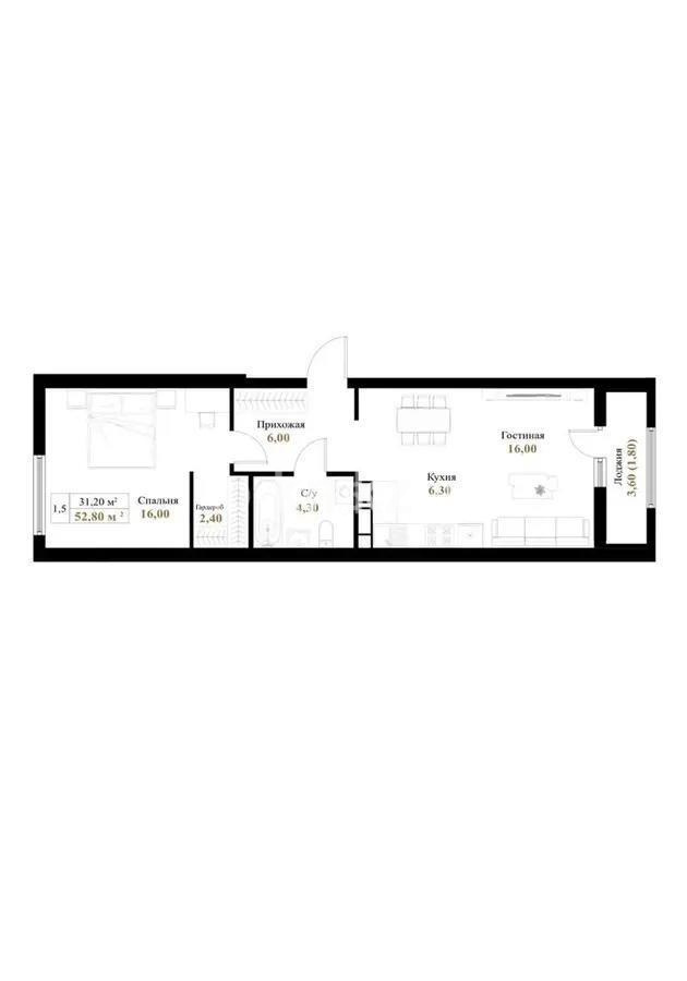 Продажа 2-комнатной квартиры, 54.8 м², ул. Момышулы, дом  11/1 - Продажа  двухкомнатных квартир в Алматы без посредников с фото фото 5 из 5