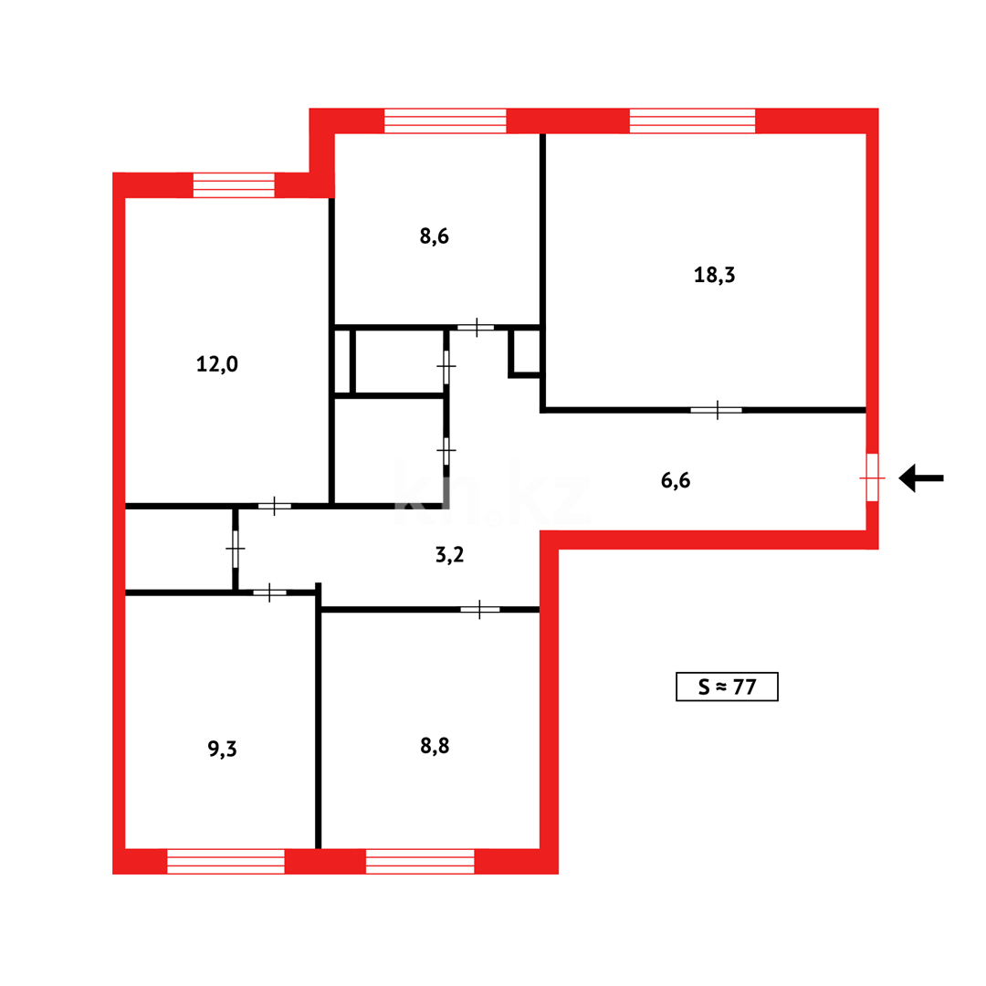 Продажа 4-комнатной квартиры, 74 м², ул. Карла Маркса - Продажа квартир в Караганде фото 16 из 16